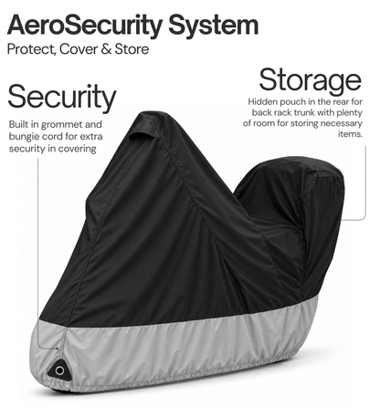 Deluxe Motorcycle Cover with Back Rack Trunk Pouch (XL) Black - Formosa Covers