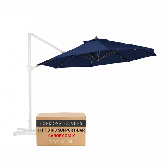[SHIPS BY 6/16/26] 11 ft Cantilever Umbrella Replacement Canopy Supported Bar 8 Ribs Navy Olefin
