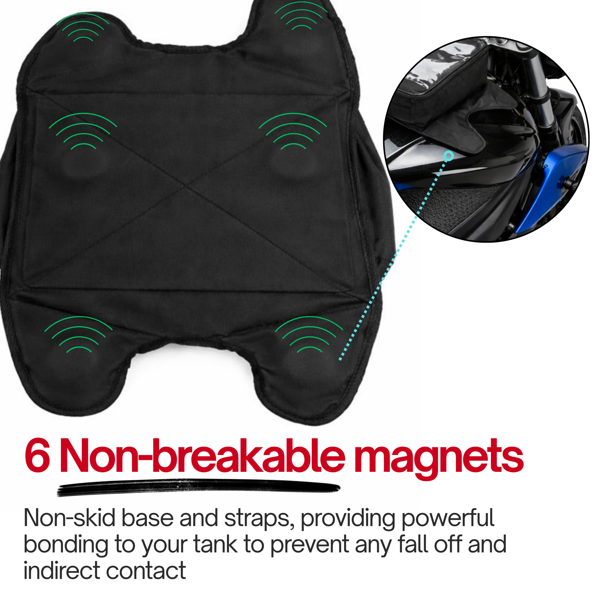 Magnetic Motorcycle Tank Bag with Window: Black, Universal Fit, 10 Liter Capacity, Water-Resistant