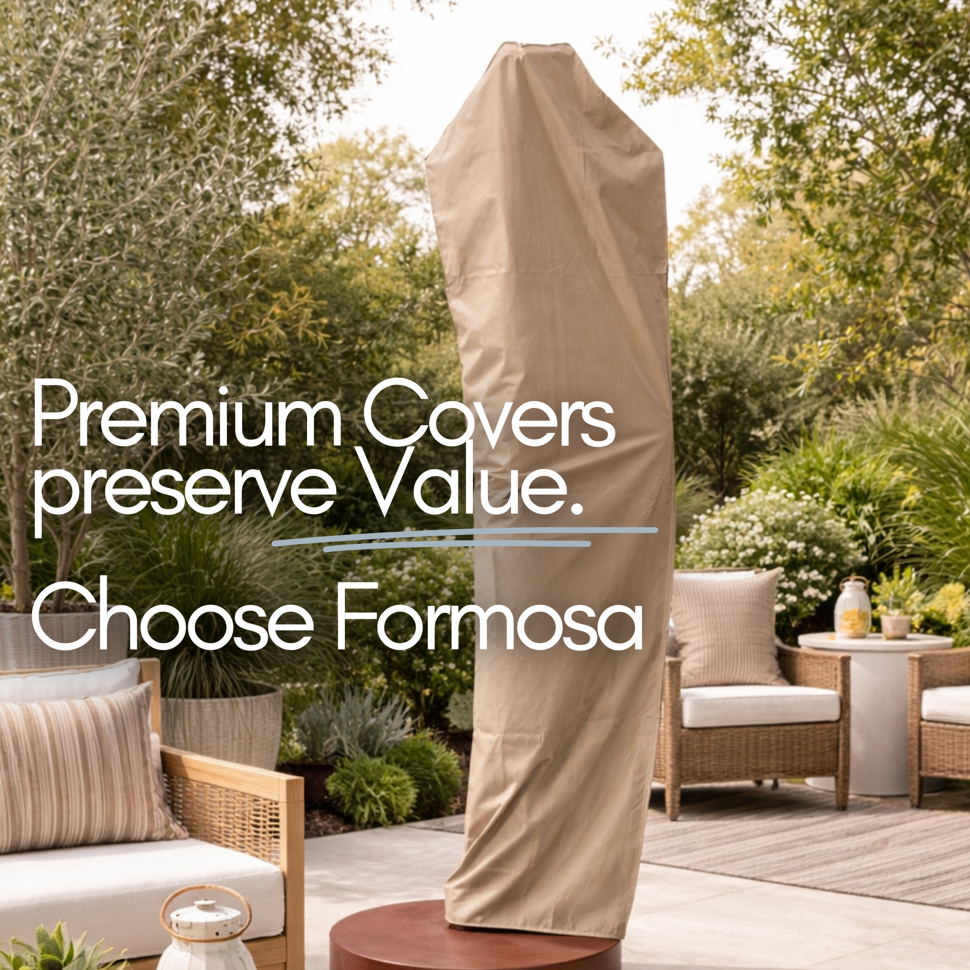 Universal Cantilever Offset Patio Umbrella Cover in Classic Taupe - Formosa Covers