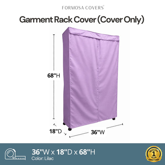 Portable Garment Rack Cover 36"W x 18"D x 68"H Lilac Purple - Formosa Covers