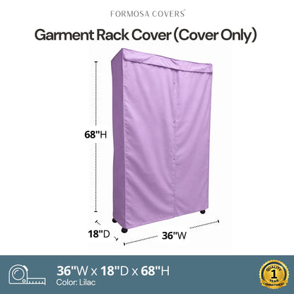 Portable Garment Rack Cover 36"W x 18"D x 68"H Lilac Purple - Formosa Covers