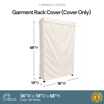 Portable Garment Rack Cover 36"W x 18"D x 68"H Off White - Formosa Covers