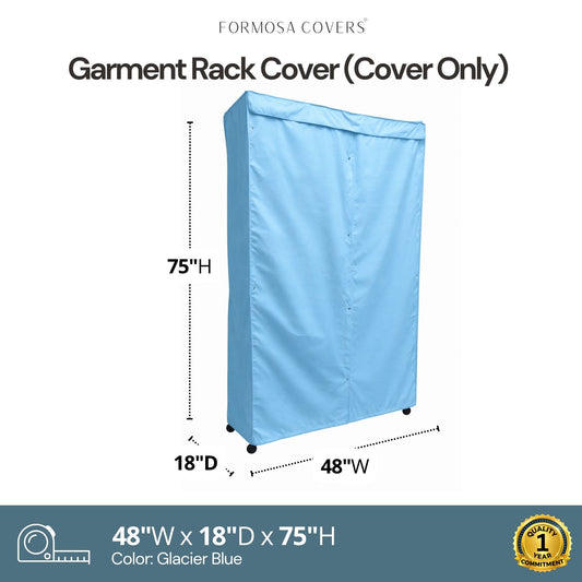 Portable Garment Rack Cover 48"W x 18"D x 75"H Glacier Blue - Formosa Covers