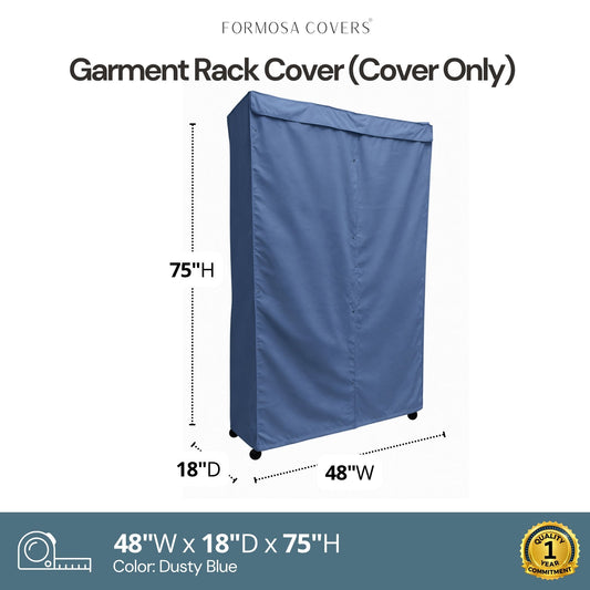 Portable Garment Rack Cover 48"W x 18"D x 75"H Dusty Blue - Formosa Covers