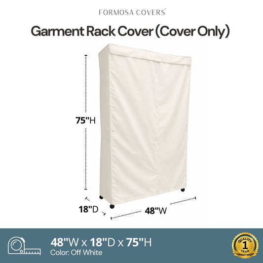 Portable Garment Rack Cover 48"W x 18"D x 75"H Off-White - Formosa Covers