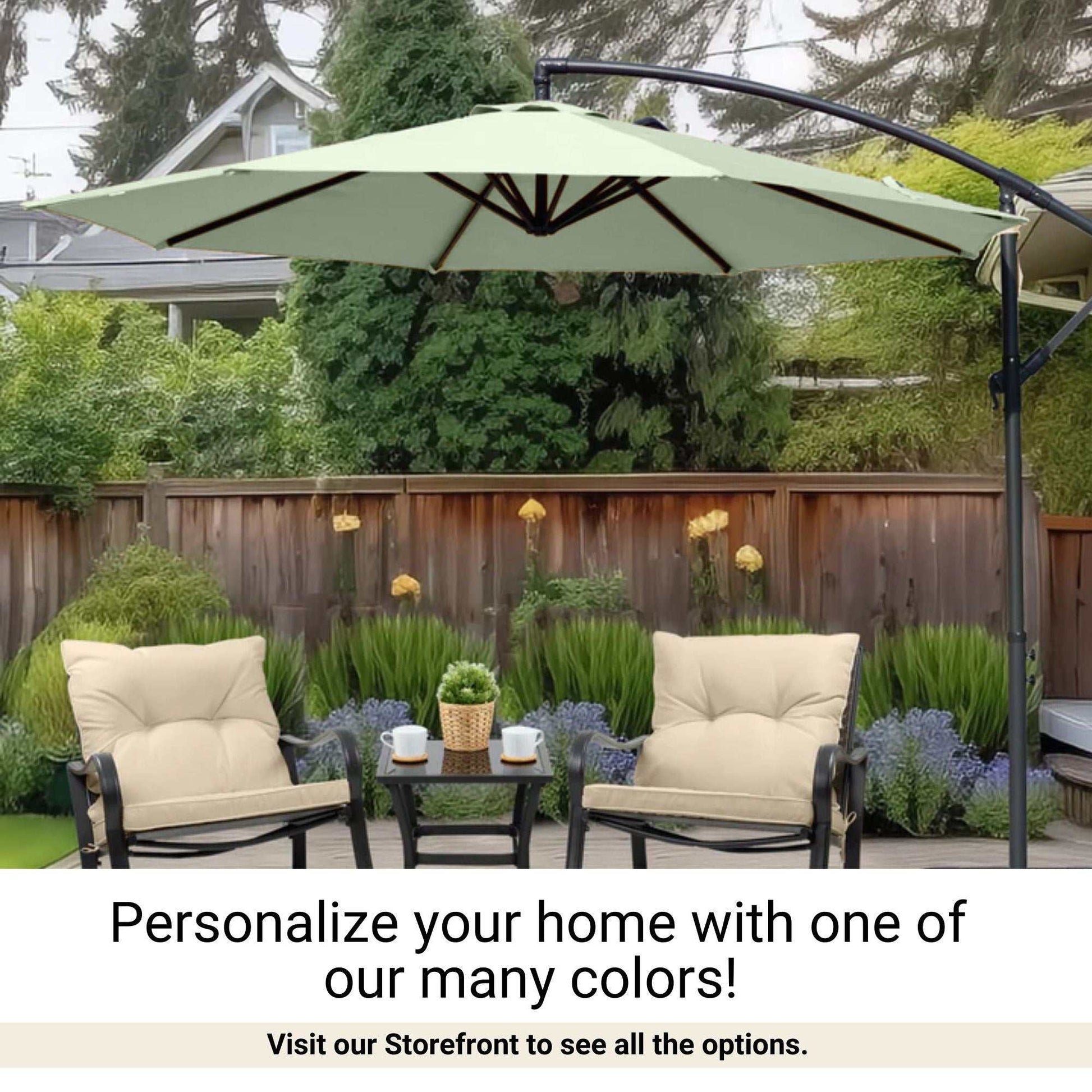 11ft Cantilever Hanging Umbrella 8 Rib Replacement Canopy Sage Green