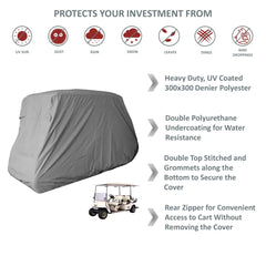 6 Passenger Golf Cart Storage Cover Grey - Covers &