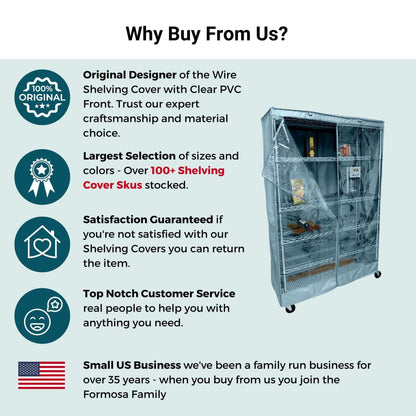 Storage Shelving Unit Cover, fits racks 60"W x 24"D x 72"H one side see through panel in Glacier Blue - Formosa Covers