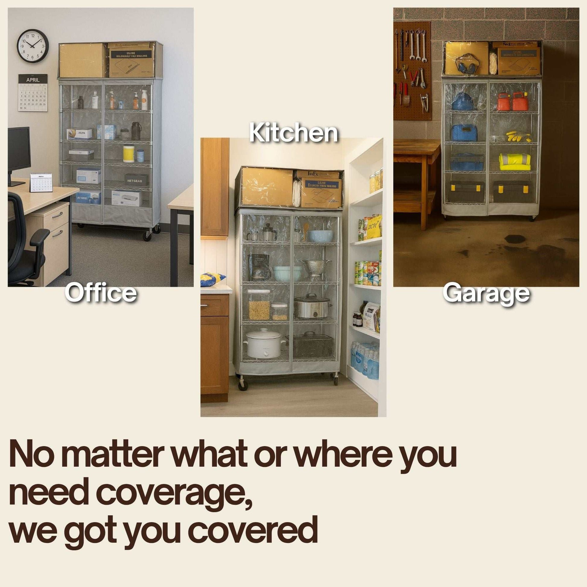 Storage Shelving Top Cover, 48"W x 18"D x 18"H, one side see through panel (Top Part ONLY)
