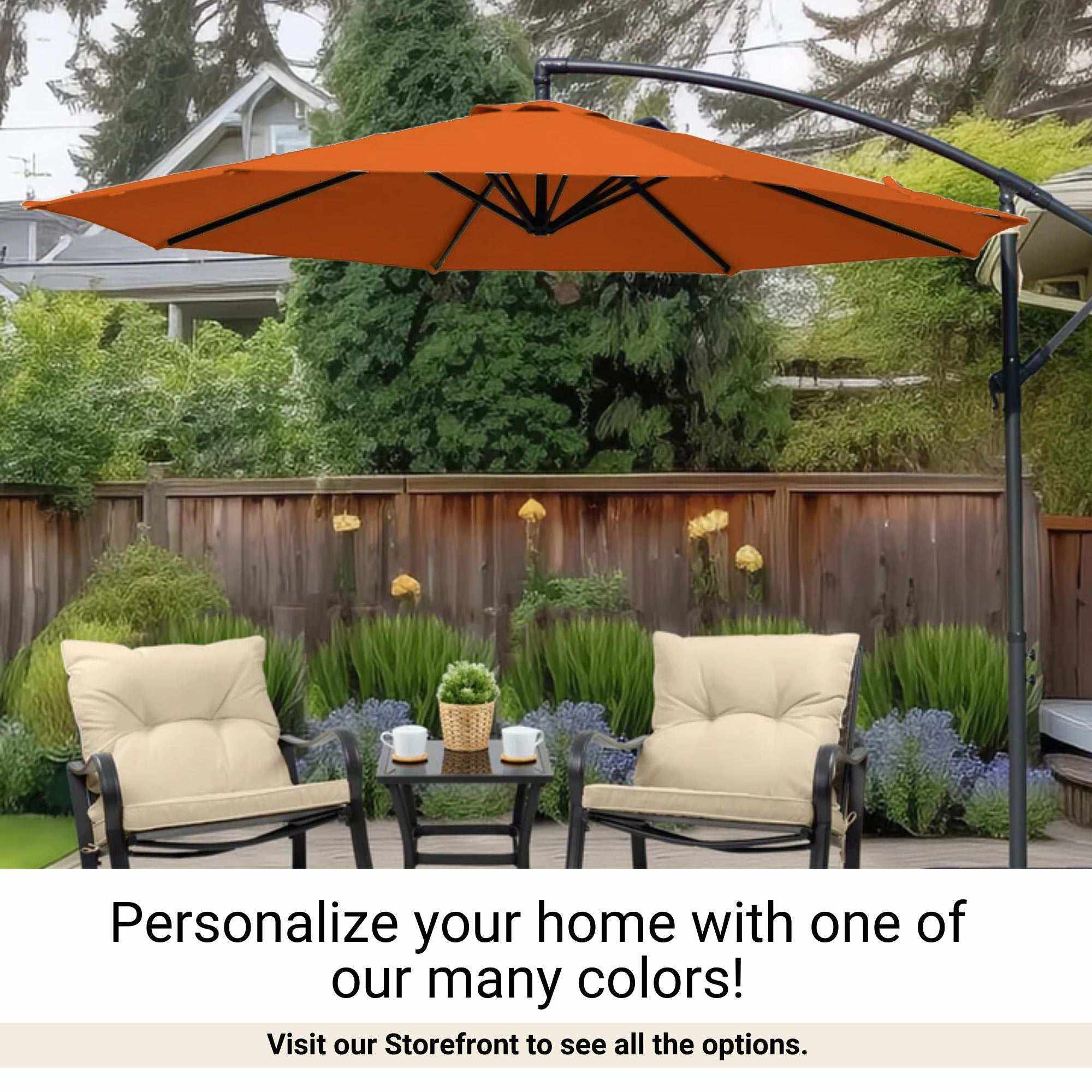 Hanging Cantilever Umbrella Replacement Canopy 11 Ft in Tuscan Orange ...