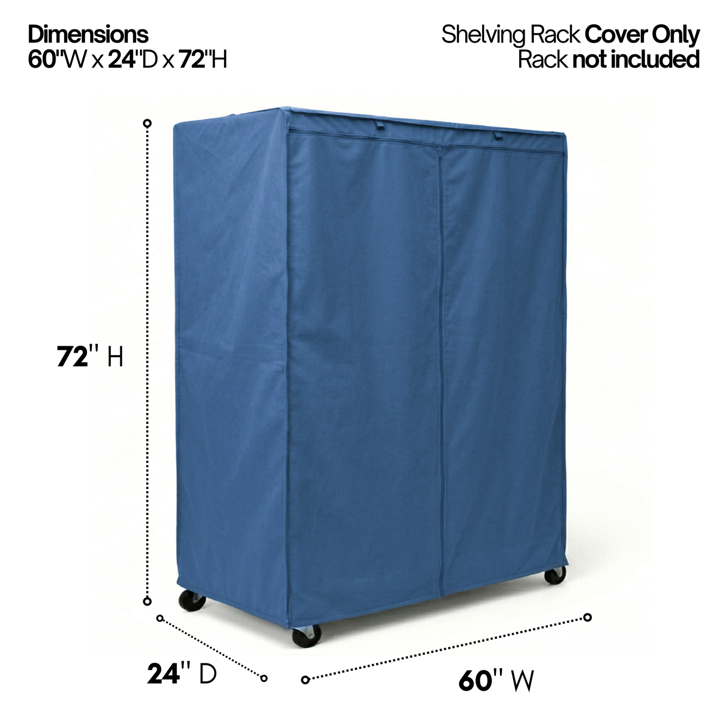 Storage Shelving Unit Cover, fits racks 60"W x 24"D x 72"H in Dusty Blue
