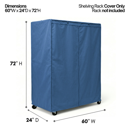 Storage Shelving Unit Cover, fits racks 60"W x 24"D x 72"H in Dusty Blue