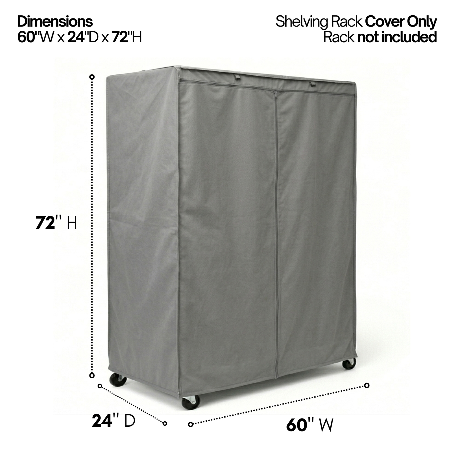 Storage Shelving Unit Cover, fits racks 60"W x 24"D x 72"H in Grey - Formosa Covers