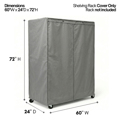 Storage Shelving Unit Cover, fits racks 60"W x 24"D x 72"H in Grey - Formosa Covers