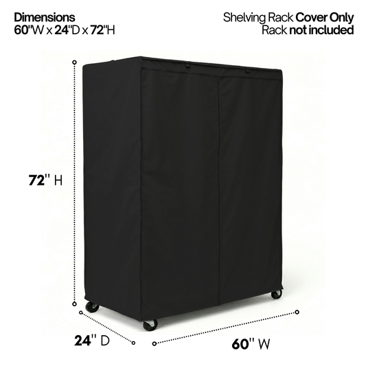 Storage Shelving Unit Cover, fits racks 60"W x 24"D x 72"H in Black