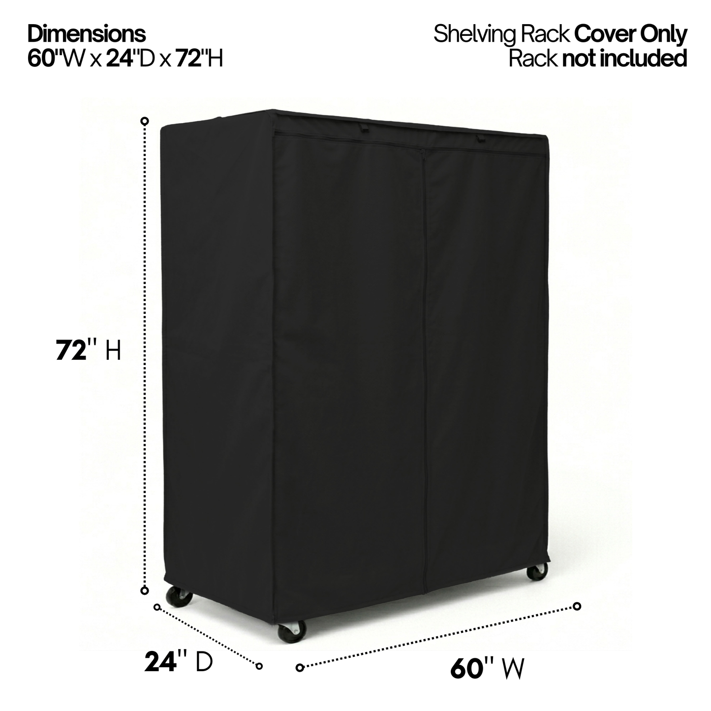 Storage Shelving Unit Cover, fits racks 60"W x 24"D x 72"H in Black