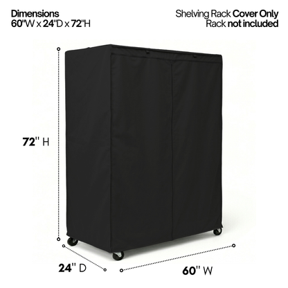 Storage Shelving Unit Cover, fits racks 60"W x 24"D x 72"H in Black