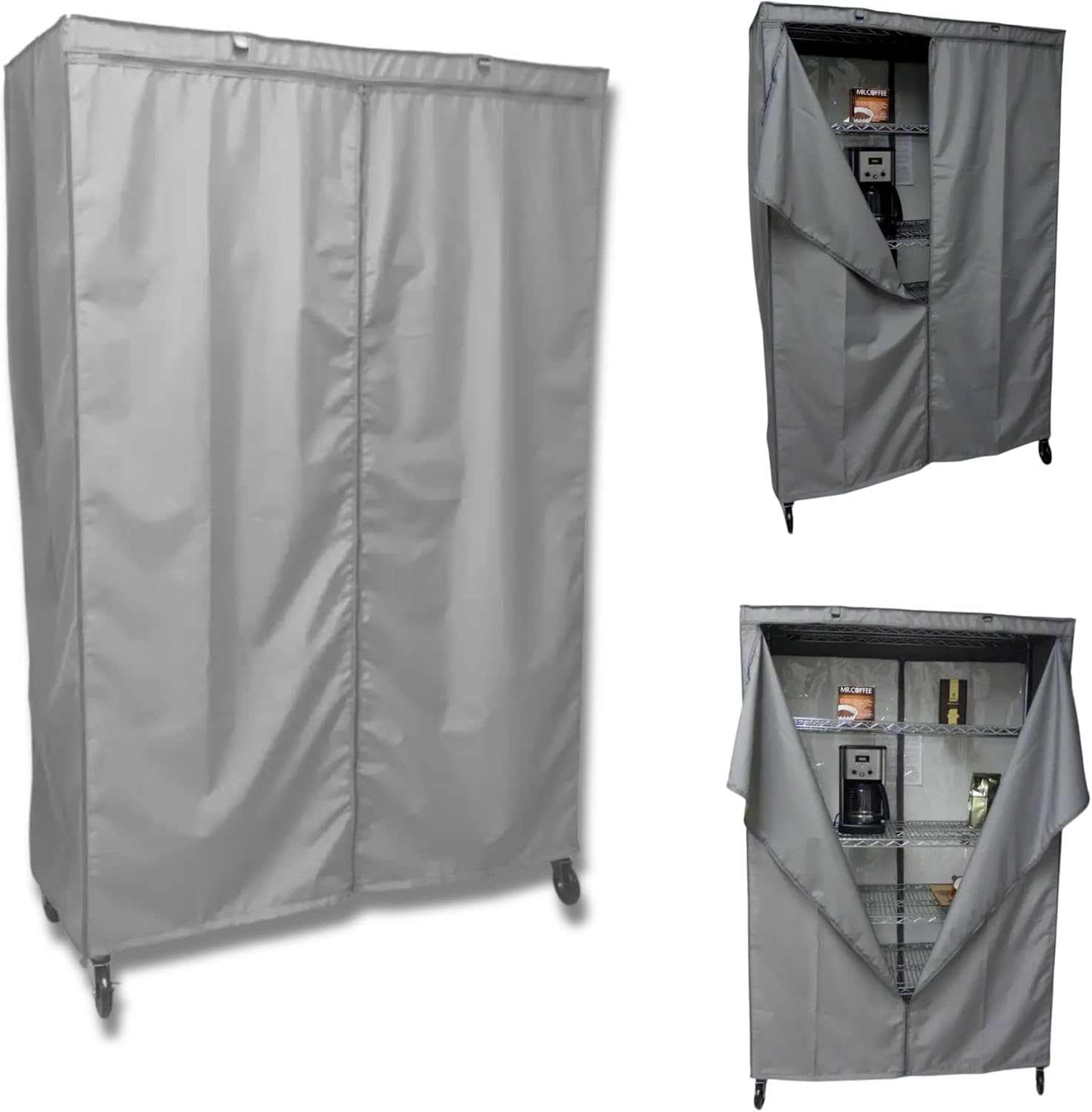 Storage shelving unit cover in charcoal grey, fits racks 36