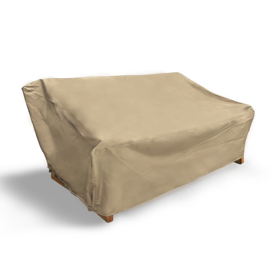 Patio outdoor large loveseat bench cover in classic taupe, UV-protected, 65"L.