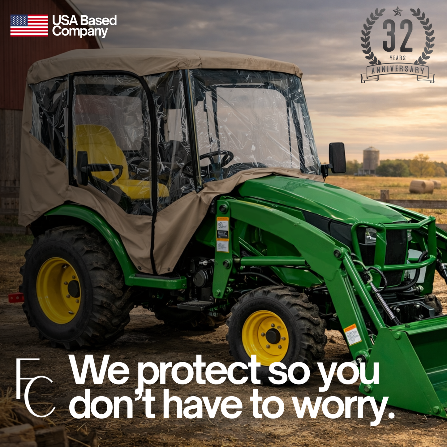 Tractor Enclosure Cab for Cold Weather & Rain Protection (Tractor Canopy Required) - Formosa Covers