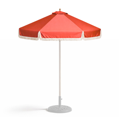9ft 6 ribs red replacement umbrella canopy with fringed valance for outdoor use