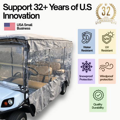 6 Passenger Driving Enclosure Golf Cart Cover fits EZGO 4+2 Bench - Formosa Covers