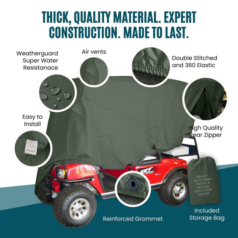 4 Passenger Golf Cart Storage Cover (4 Seater Long Roof 80") Green