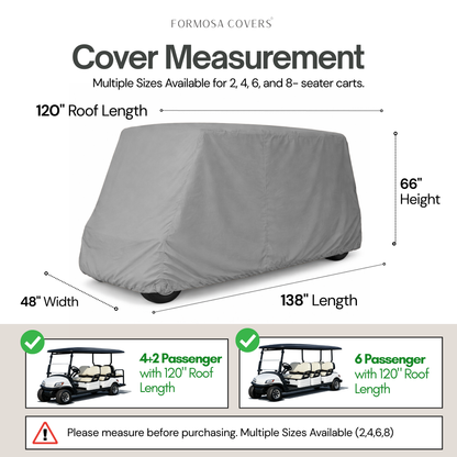 6 Passenger Golf Cart Storage Cover Grey - Formosa Covers