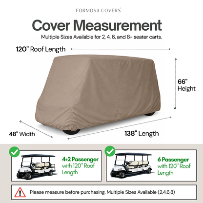 6 Passenger Golf Cart Storage Cover Taupe - Formosa Covers