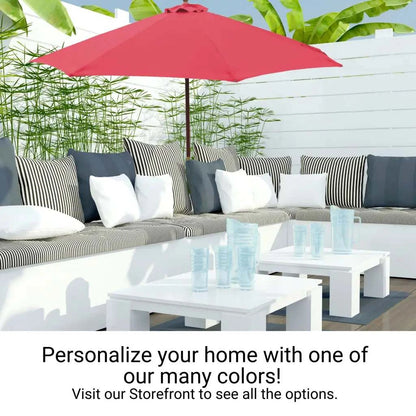 7.5 ft Market Patio Umbrella 8 Rib Replacement Canopy Red -