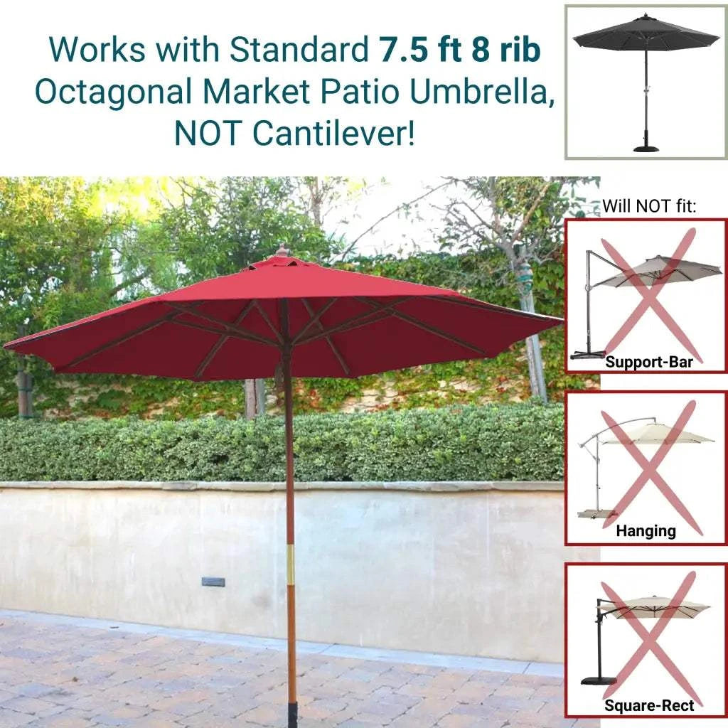 7.5 ft Market Patio Umbrella 8 Rib Replacement Canopy Red -
