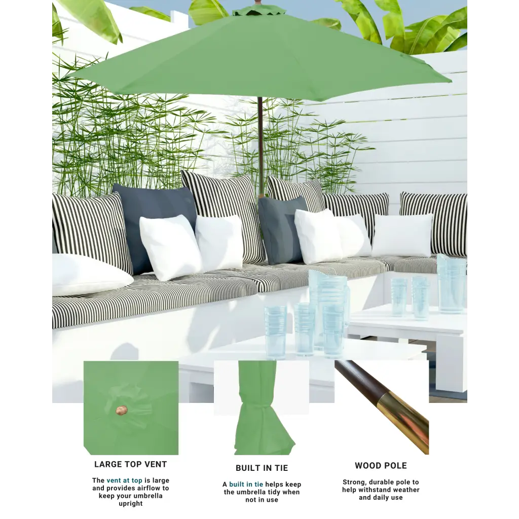 Patio Umbrella Aluminum Crank Tilt 7.5 Ft Sage Green – Formosa Covers