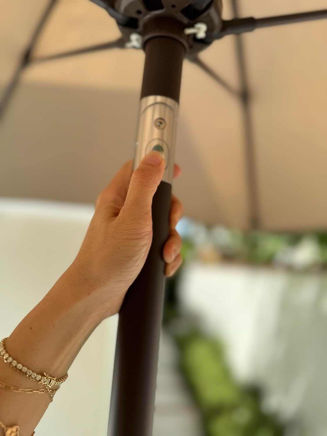 7.5ft Aluminum Patio Garden Market Umbrella with Crank and Tilt Mechanism Taupe - Formosa Covers