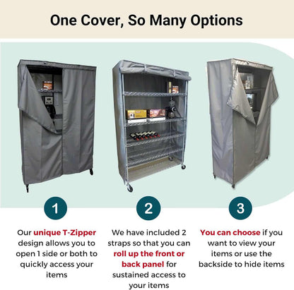 Storage Shelving Unit Cover, fits racks 72"W x 24"D x 75"H in Grey - Formosa Covers