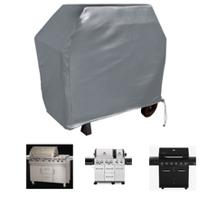 A collage of four barbecue grills: one covered with a Formosa Covers BBQ Outdoor Grill Cover 75