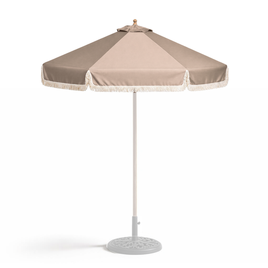 9ft 6 ribs replacement umbrella canopy with fringed valance in taupe for outdoor use