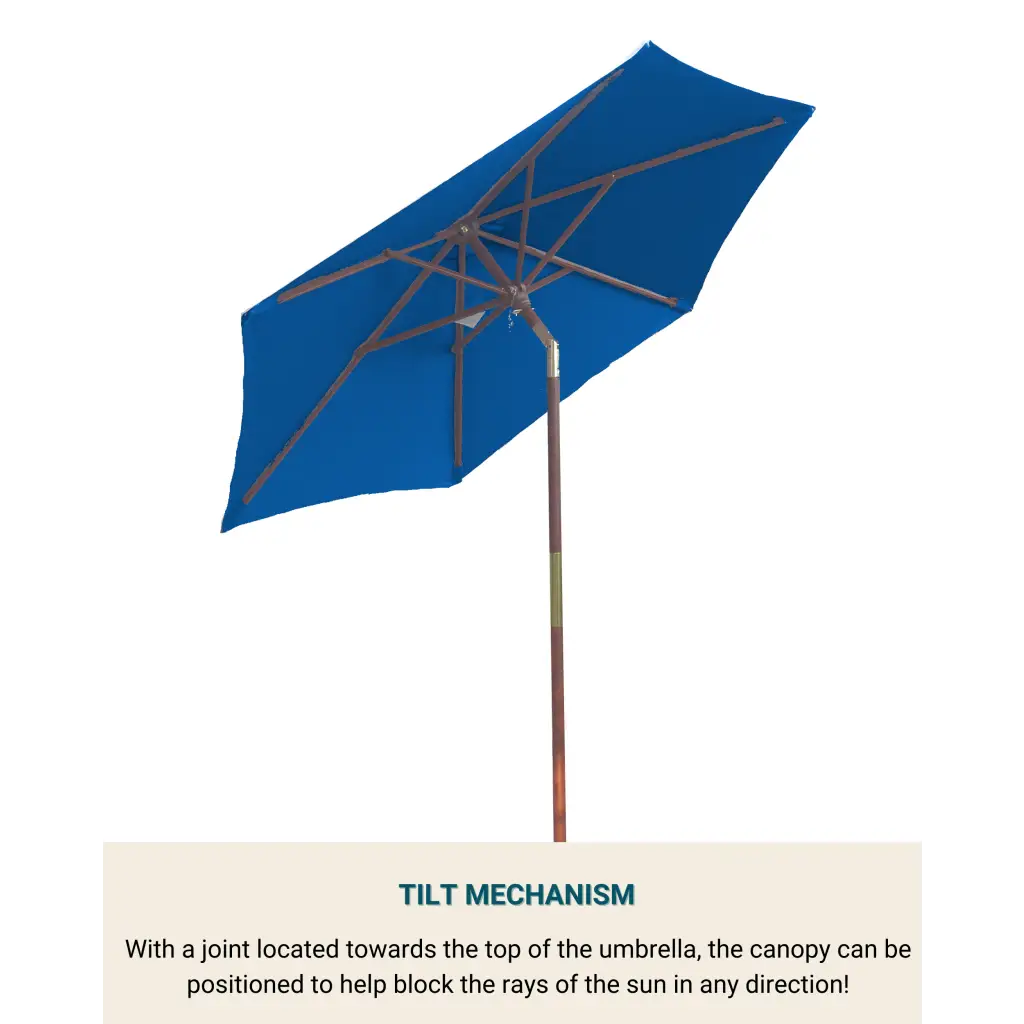 7ft Wooden Patio Garden Market Umbrella with Tilt Mechanism
