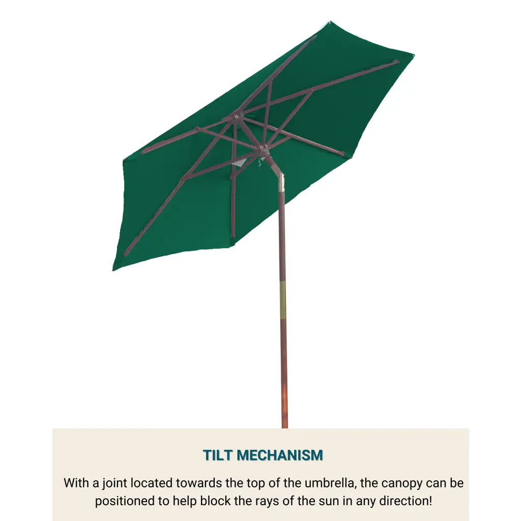 7ft Wooden Patio Garden Market Umbrella with Tilt Mechanism