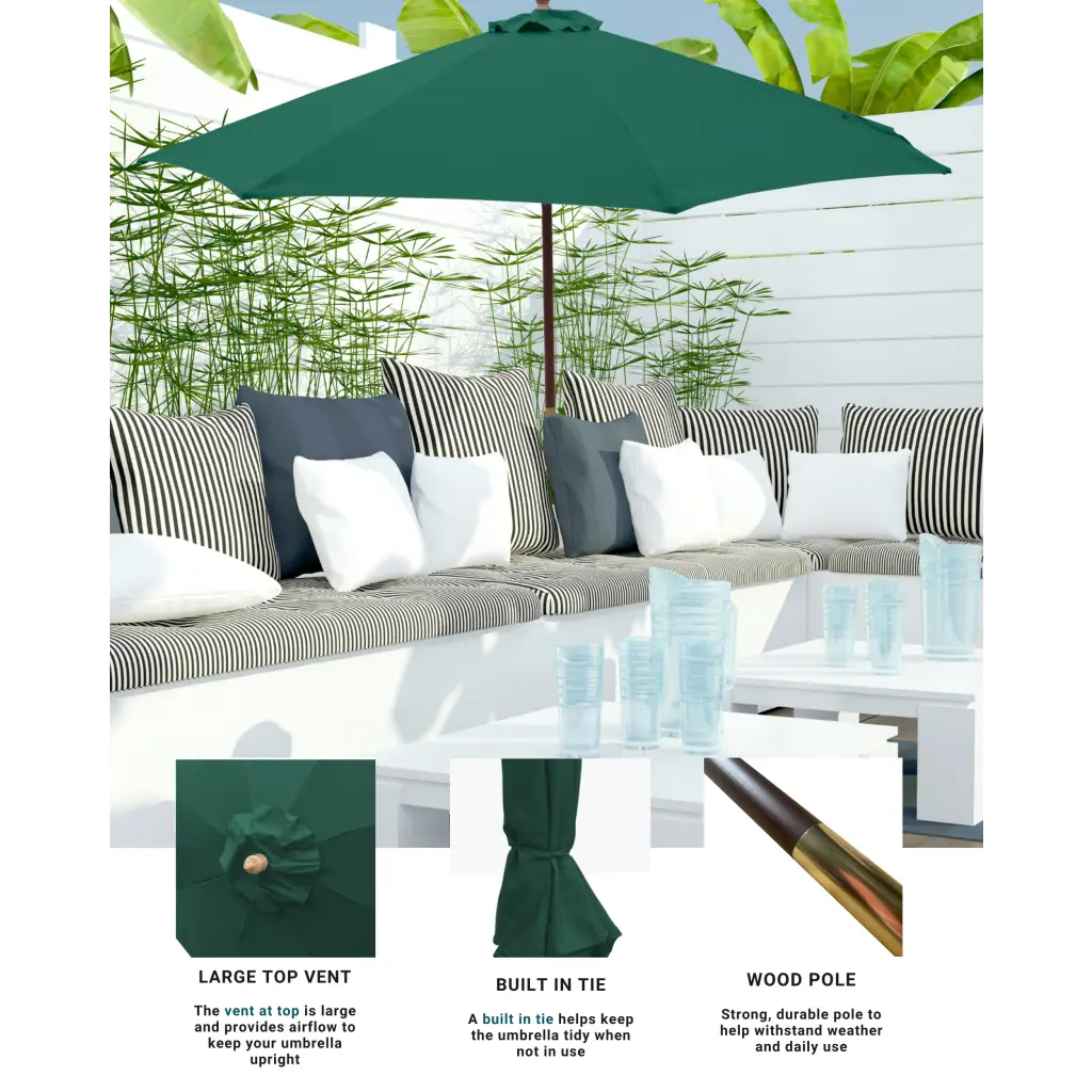 7ft Wooden Patio Garden Market Umbrella with Tilt Mechanism