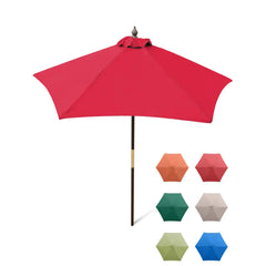 7ft Wooden Patio Garden Market Umbrella with Tilt Mechanism
