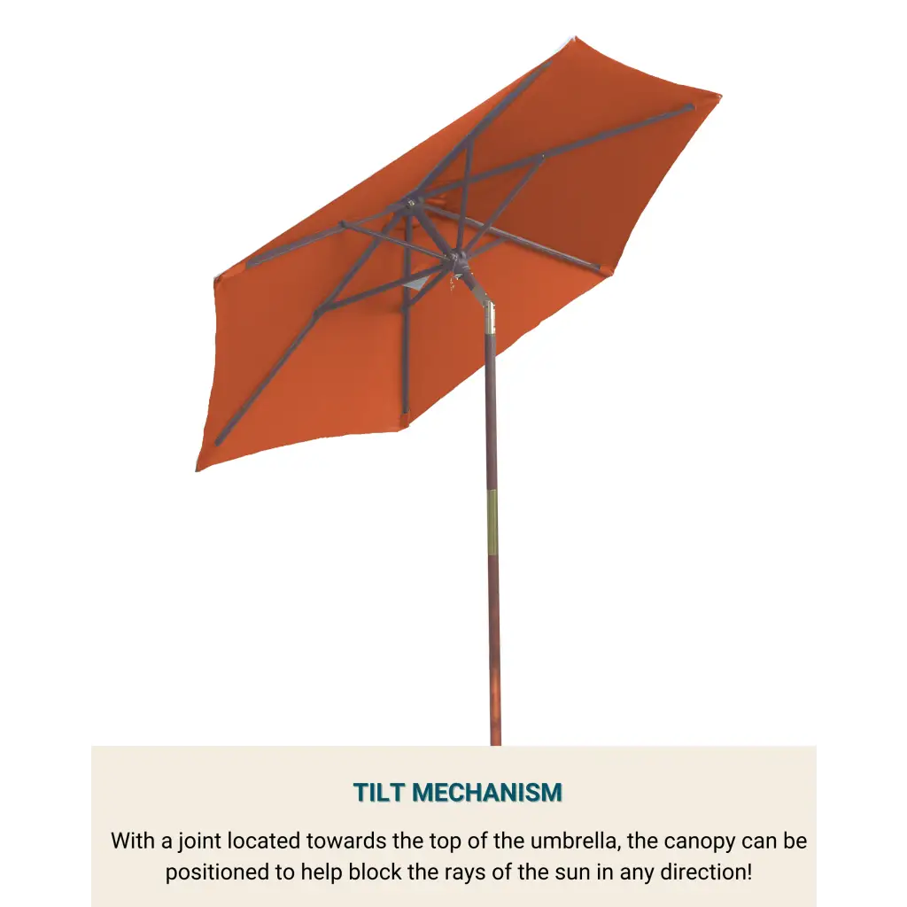 Patio Umbrella Wood Tilt 7 Ft Terracotta