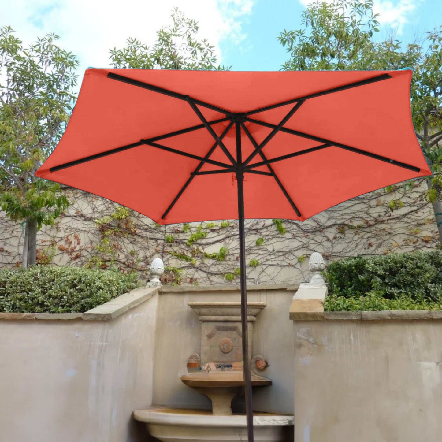 9ft Market Patio Umbrella 6 Rib Replacement Canopy Peach Coral - Formosa Covers