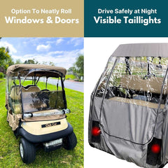 Introducing the 2+2 Passenger Golf Cart Driving Enclosure Cover (4 Passenger Short Roof 58