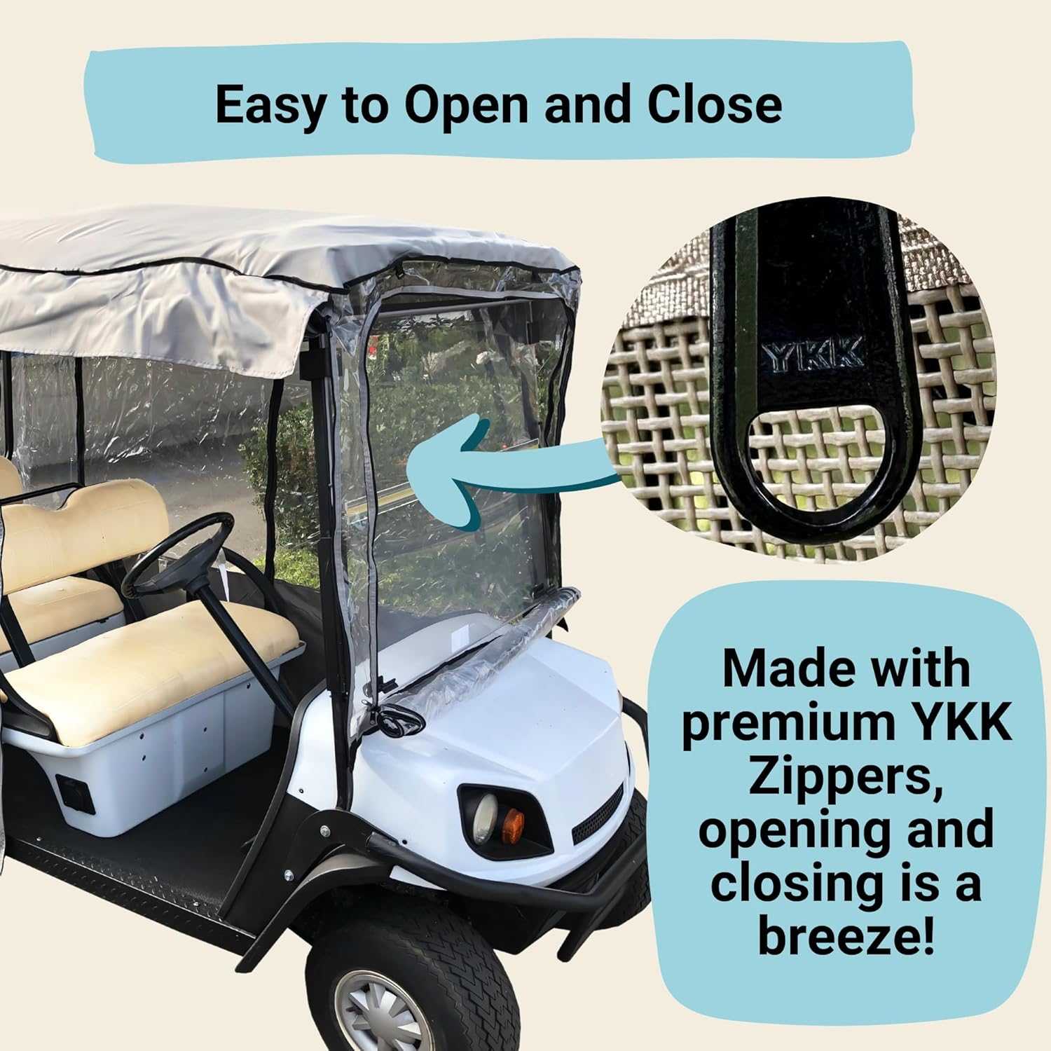 6 Passenger Driving Enclosure Golf Cart Cover fits EZGO 4+2 Bench