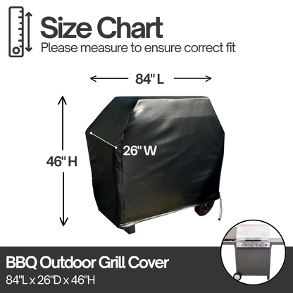 BBQ Outdoor Grill Cover 84"L x 26"D x 48"H Black Vinyl - Formosa Covers