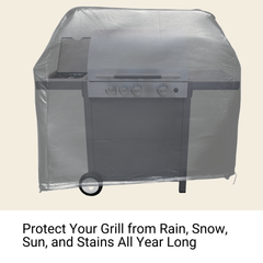 The BBQ Outdoor Grill Cover by Formosa Covers features a grey vinyl that provides transparent, waterproof protection for your silver grill. It fits grills measuring 36