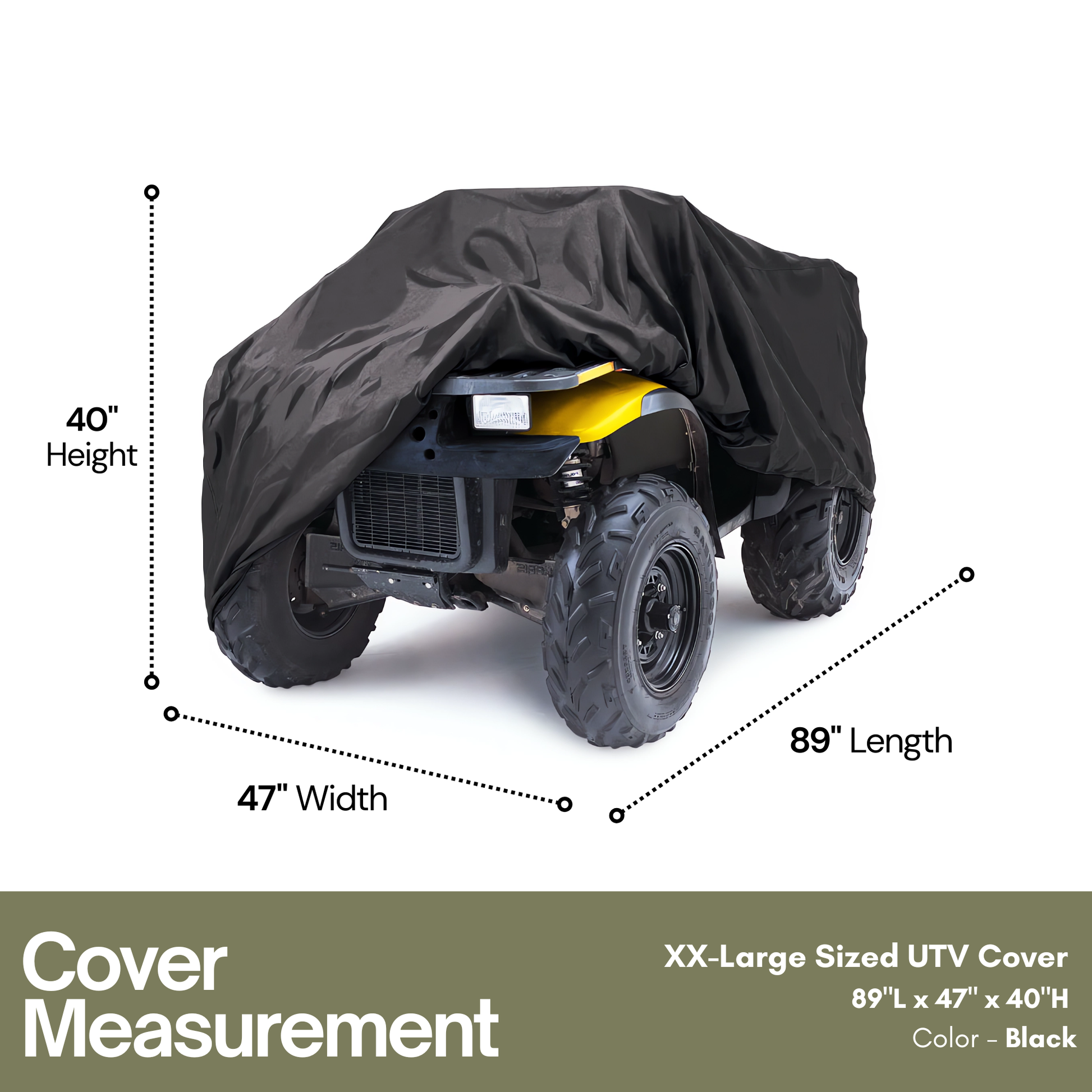 Black XL ATV Cover - 89"L x 47"W x 40"H - Formosa Covers