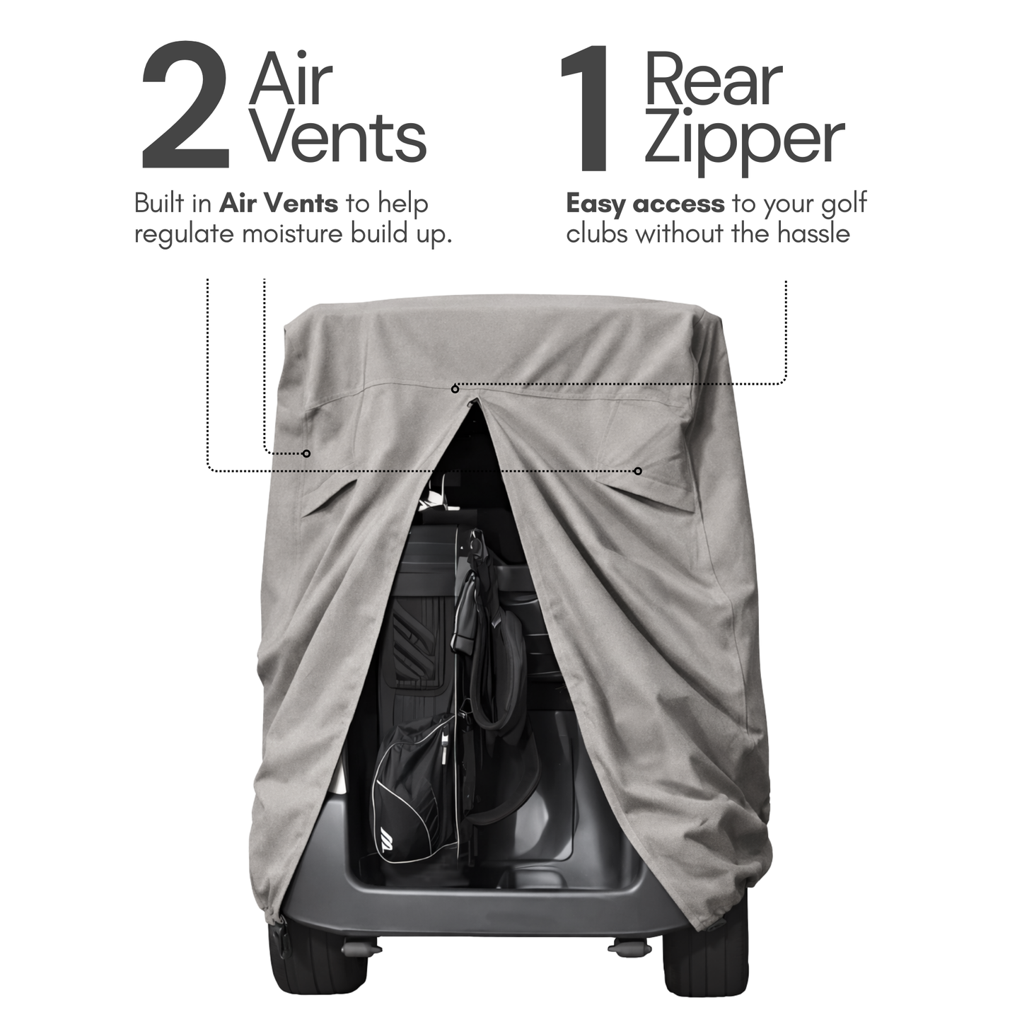 2 Passenger Golf Cart Storage Cover for E-Z-GO 2FIVE, Grey - Formosa Covers