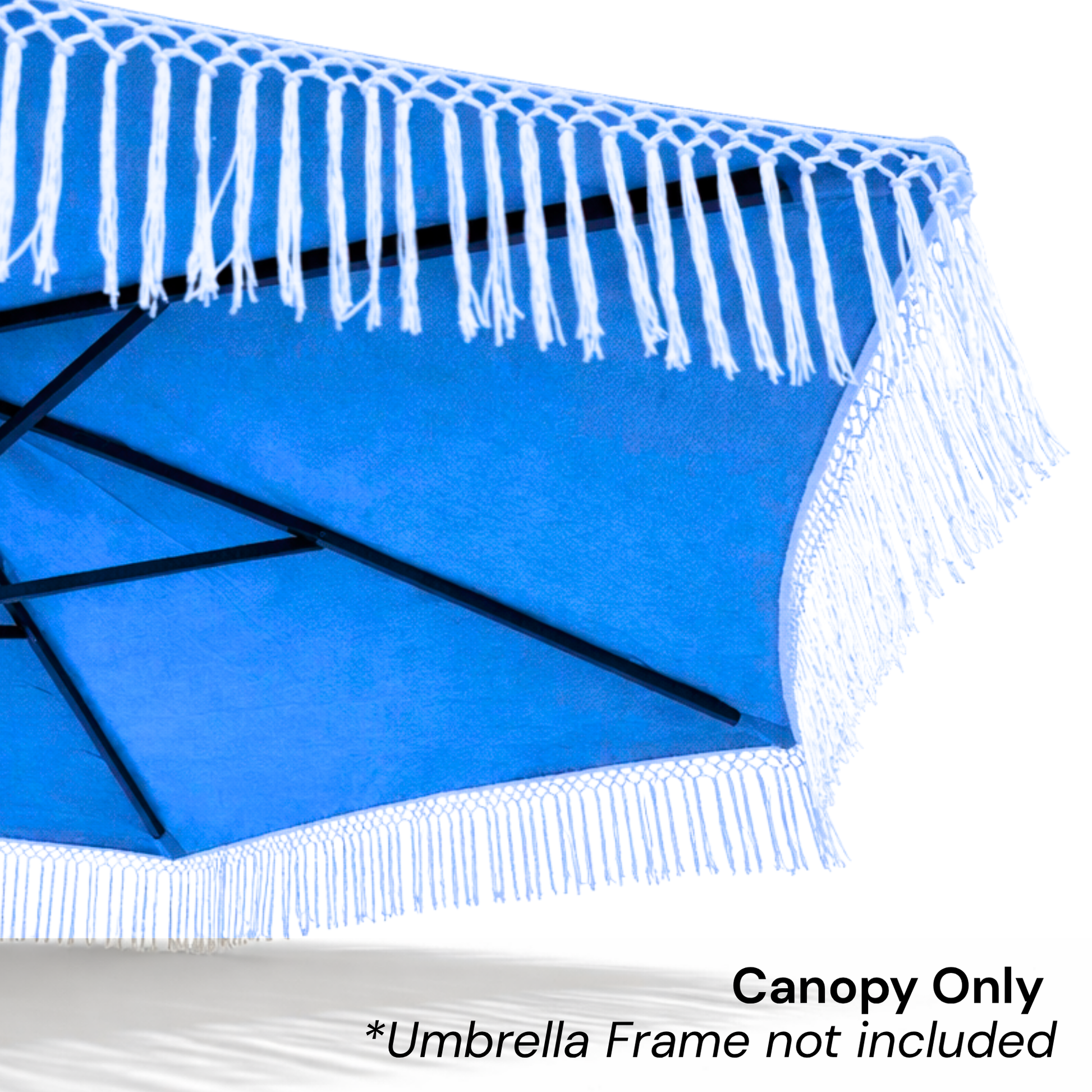 9ft 8 Ribs Replacement Umbrella Canopy w/ Tassels in Capri Blue (Canopy Only) - Formosa Covers